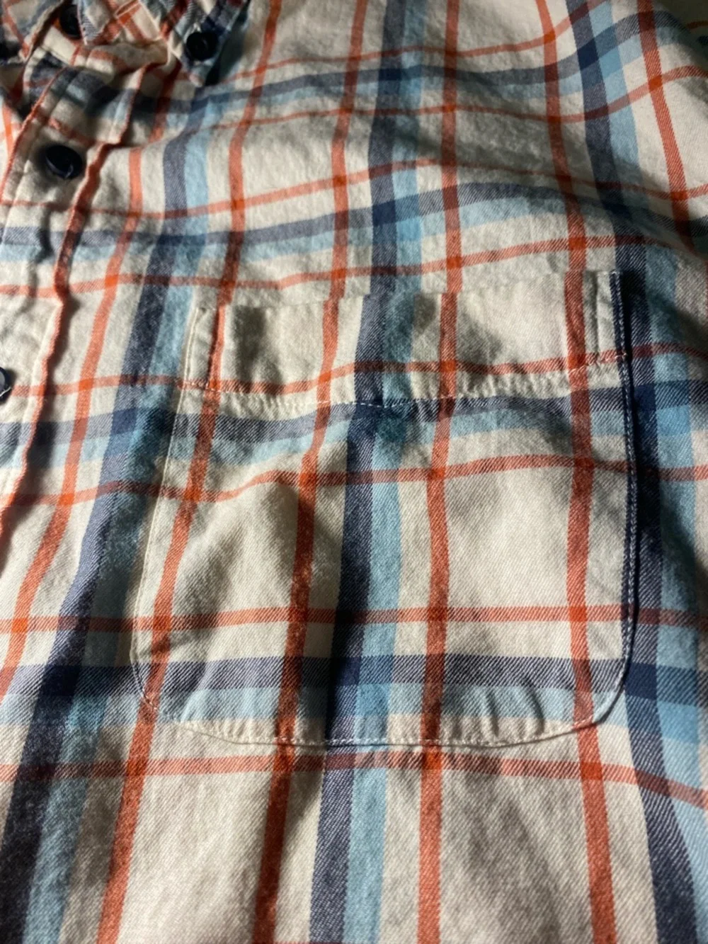 J.Crew Mens L  Plaid Button Down‎ Shirt Cotton Blue Orange Casual Preppy Classic